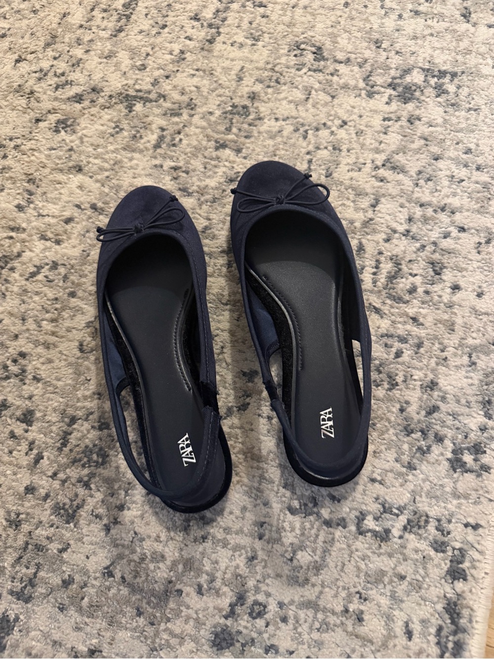 ZARA Navy Bow Slingback Flats